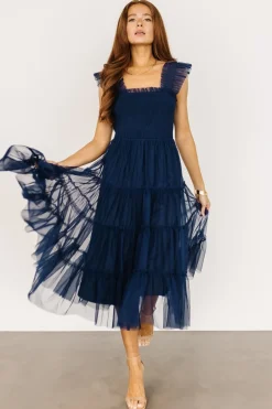 Baltic Born DRESSES|midi dresses|Emma Smocked Tulle Dress | Navy