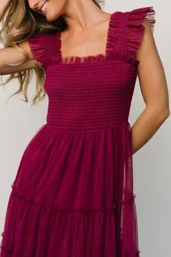 Baltic Born DRESSES|midi dresses|Emma Smocked Tulle Dress | Boysenberry