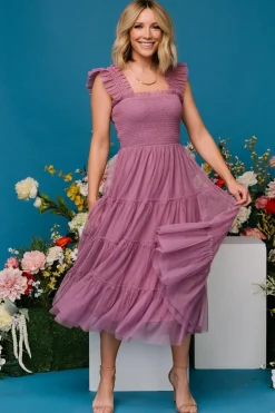 Baltic Born DRESSES|midi dresses|Emma Smocked Tulle Dress | Orchid