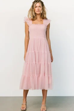 Baltic Born DRESSES|midi dresses|Emma Smocked Tulle Dress | Mauve