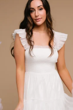 Baltic Born DRESSES|midi dresses|Emma Smocked Tulle Dress | Off White