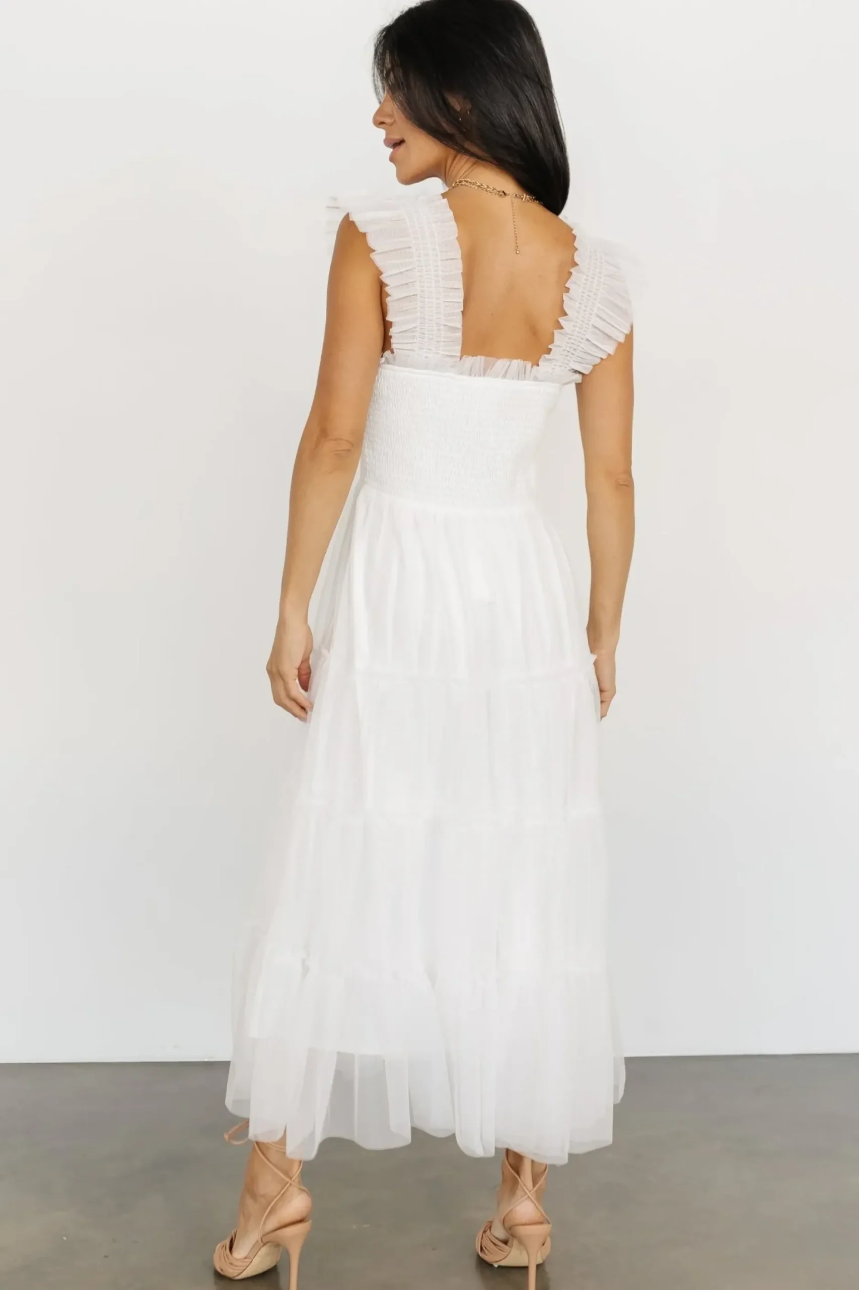 Baltic Born DRESSES|midi dresses|Emma Smocked Tulle Dress | Off White