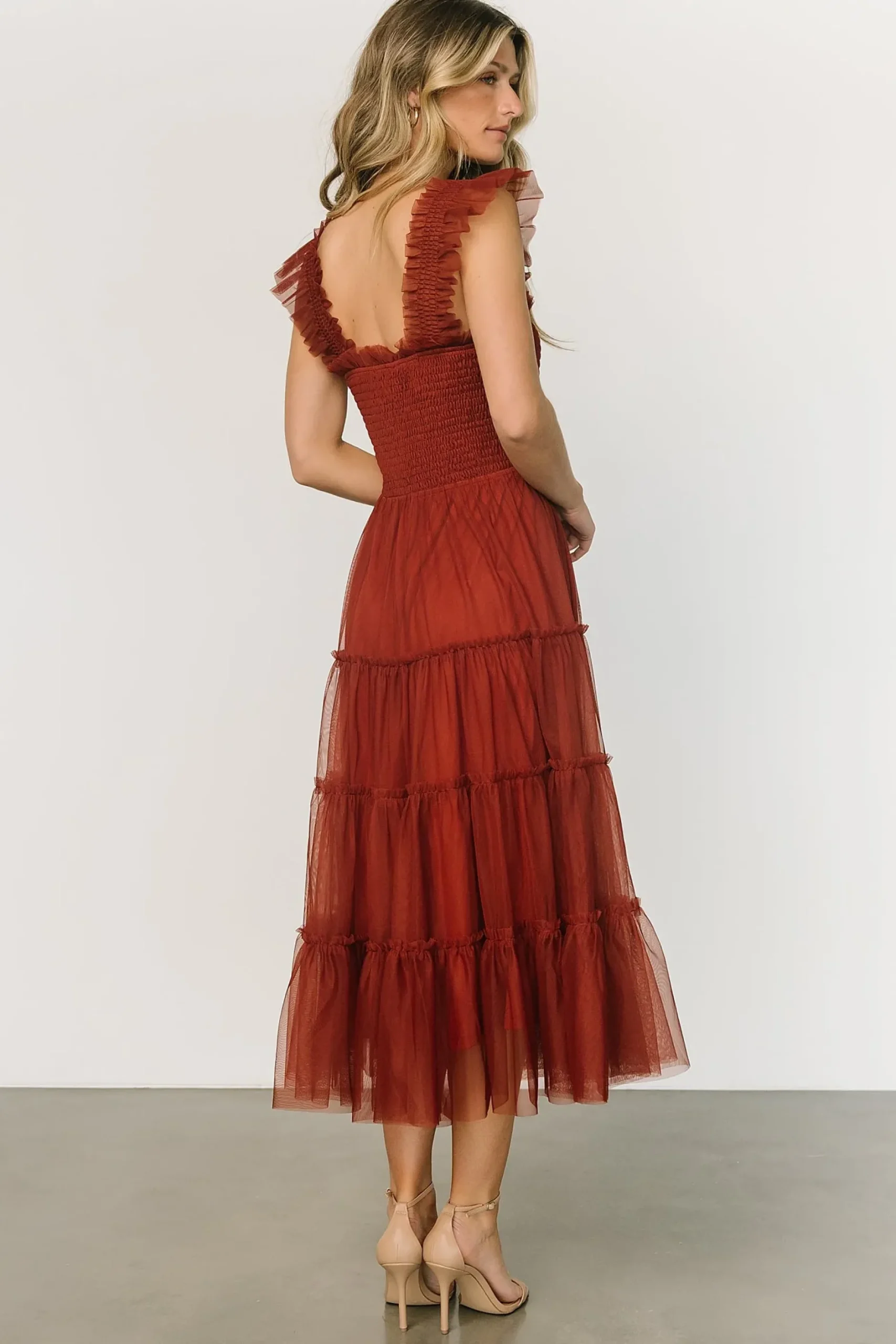 Baltic Born DRESSES|midi dresses|Emma Smocked Tulle Dress | Oxblood