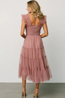 Baltic Born DRESSES|midi dresses|Emma Smocked Tulle Dress | Dusty Rose
