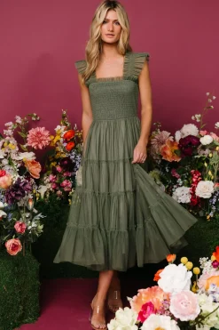 Baltic Born DRESSES|midi dresses|Emma Smocked Tulle Dress | Sage
