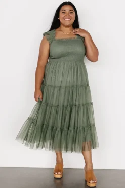 Baltic Born DRESSES|midi dresses|Emma Smocked Tulle Dress | Sage