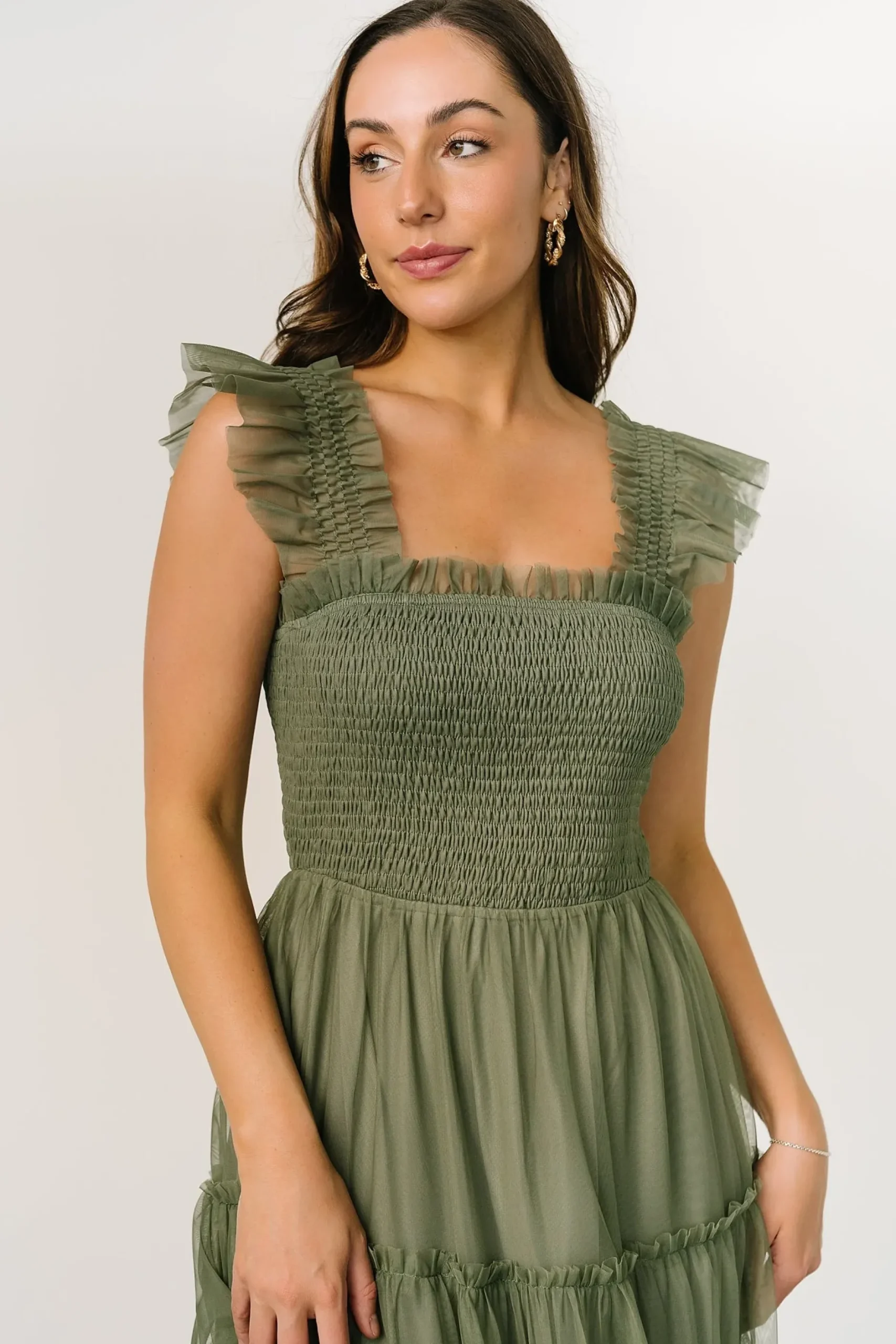 Baltic Born DRESSES|midi dresses|Emma Smocked Tulle Dress | Sage