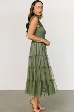 Baltic Born DRESSES|midi dresses|Emma Smocked Tulle Dress | Sage