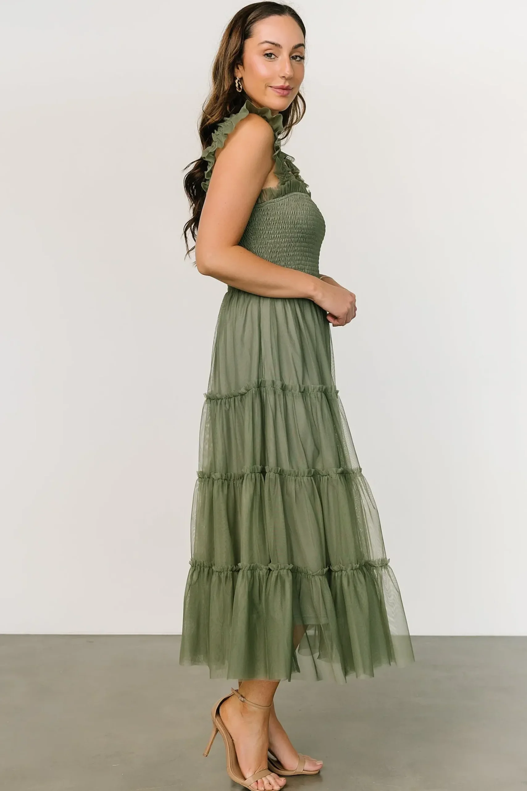 Baltic Born DRESSES|midi dresses|Emma Smocked Tulle Dress | Sage
