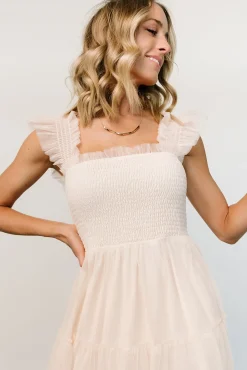 Baltic Born DRESSES|midi dresses|Emma Smocked Tulle Dress | Beige