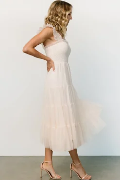 Baltic Born DRESSES|midi dresses|Emma Smocked Tulle Dress | Beige
