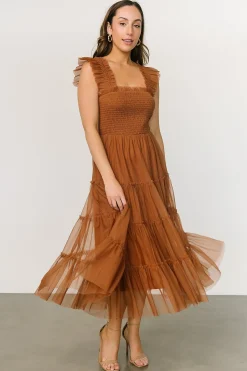 Baltic Born DRESSES|midi dresses|Emma Smocked Tulle Dress | Mocha