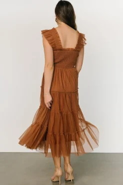 Baltic Born DRESSES|midi dresses|Emma Smocked Tulle Dress | Mocha