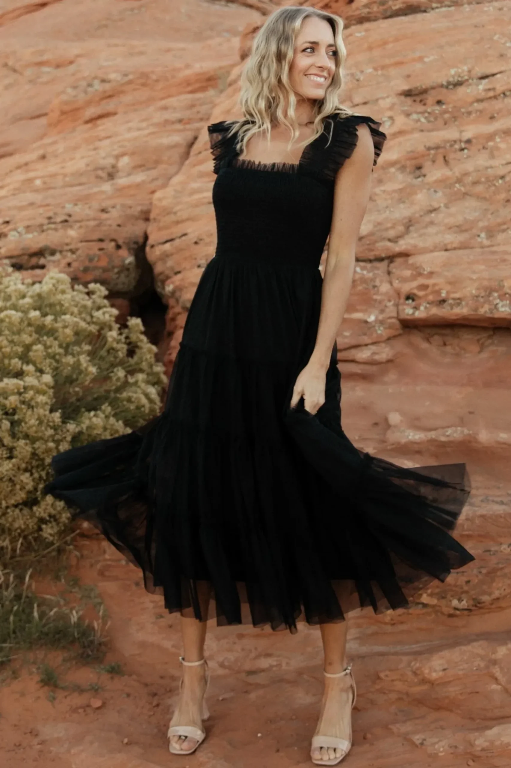 Baltic Born DRESSES|midi dresses|Emma Smocked Tulle Dress | Mocha