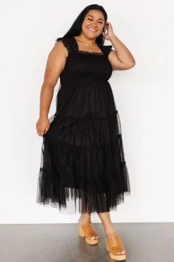 Baltic Born DRESSES|midi dresses|Emma Smocked Tulle Dress | Black