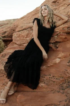 Baltic Born DRESSES|midi dresses|Emma Smocked Tulle Dress | Black