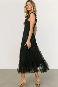 Baltic Born DRESSES|midi dresses|Emma Smocked Tulle Dress | Black