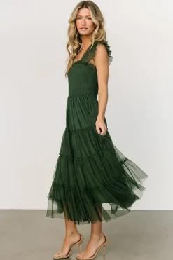 Baltic Born DRESSES|midi dresses|Emma Smocked Tulle Dress | Green