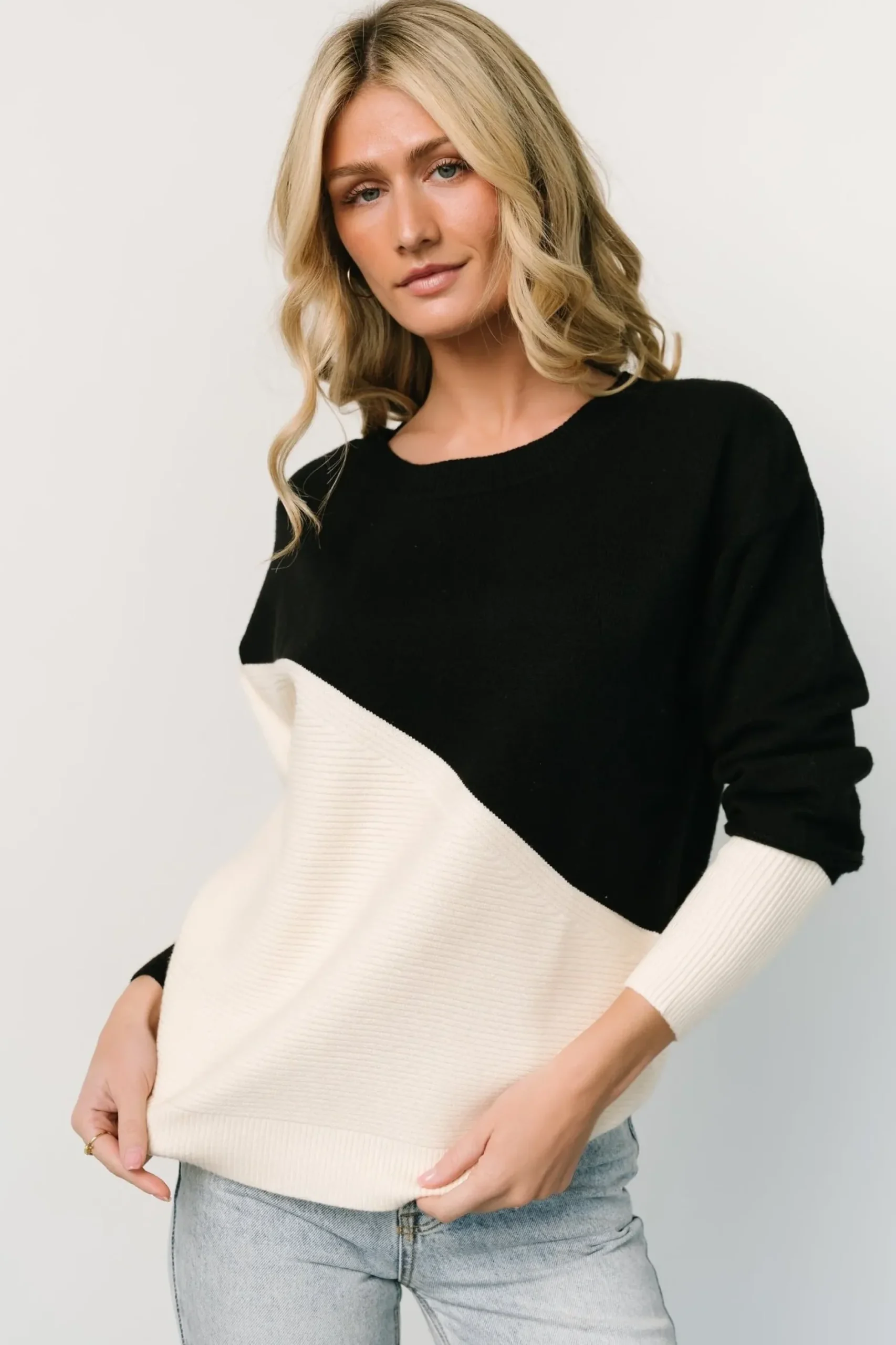 Baltic Born TOPS|COMING SOON|Emmy Sweater | Black + Cream
