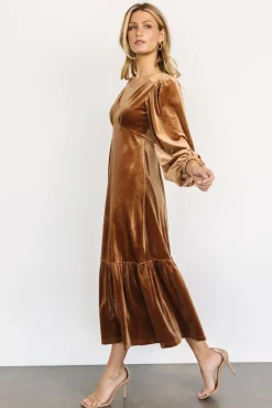 Baltic Born maxi dresses|WEDDING SUITE|Erika Velvet Maxi Dress | Caramel