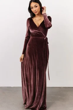 Baltic Born WINTER ESSENTIALS|SALE|Esmerelda Velvet Wrap Maxi Dress | Dusty Plum