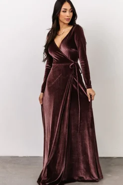 Baltic Born WINTER ESSENTIALS|SALE|Esmerelda Velvet Wrap Maxi Dress | Dusty Plum