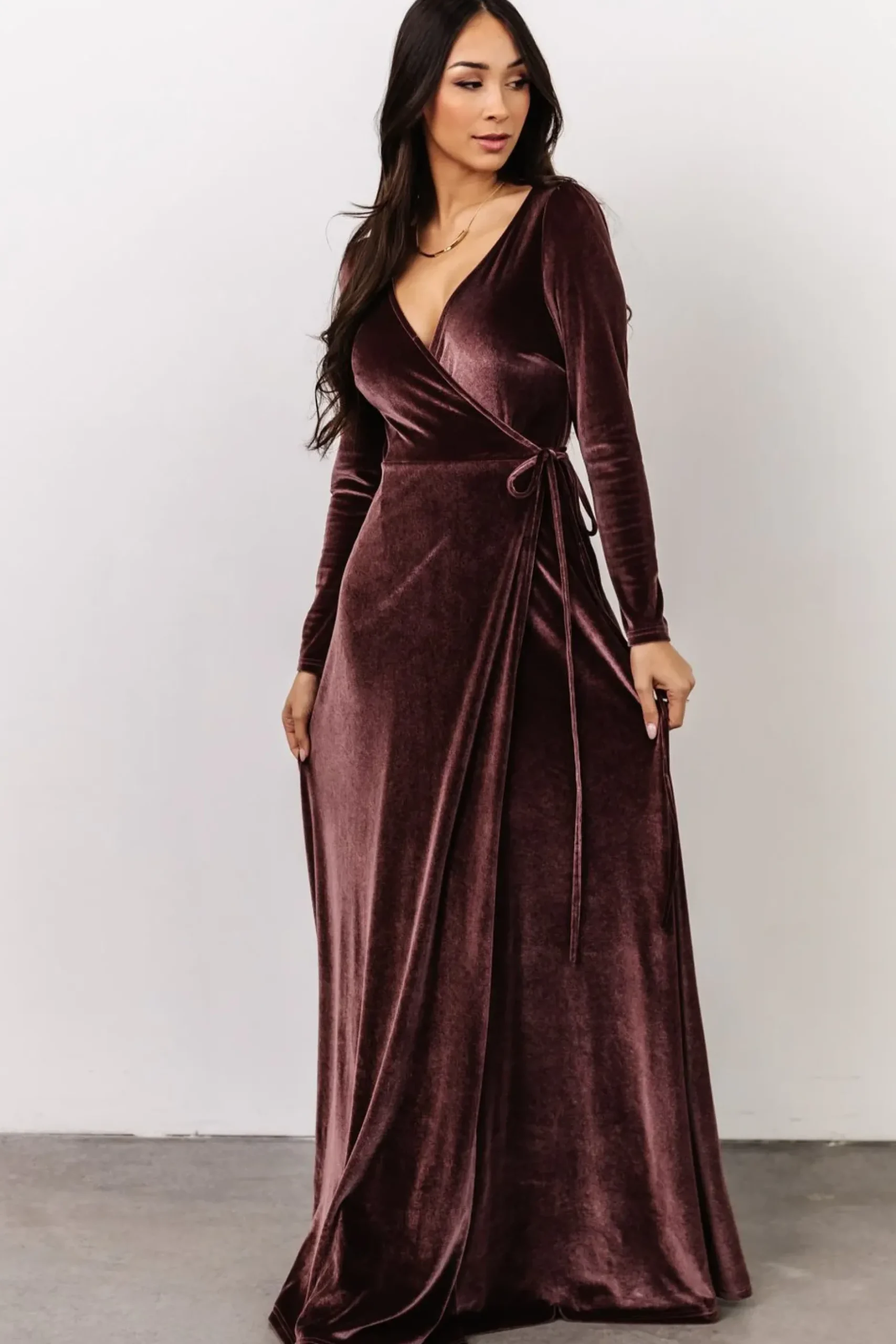 Baltic Born WINTER ESSENTIALS|SALE|Esmerelda Velvet Wrap Maxi Dress | Dusty Plum