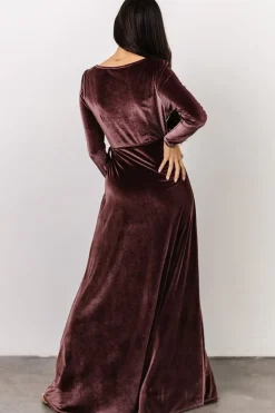 Baltic Born WINTER ESSENTIALS|SALE|Esmerelda Velvet Wrap Maxi Dress | Dusty Plum