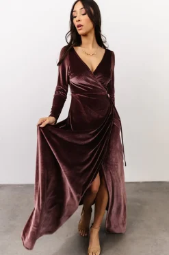 Baltic Born WINTER ESSENTIALS|SALE|Esmerelda Velvet Wrap Maxi Dress | Dusty Plum