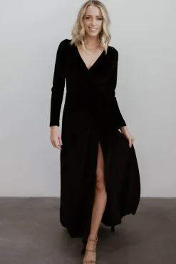 Baltic Born WINTER ESSENTIALS|SALE|Esmerelda Velvet Wrap Maxi Dress | Black