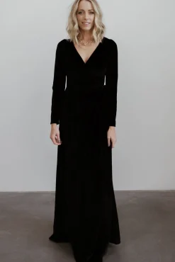 Baltic Born WINTER ESSENTIALS|SALE|Esmerelda Velvet Wrap Maxi Dress | Black