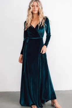Baltic Born WINTER ESSENTIALS|SALE|Esmerelda Velvet Wrap Maxi Dress | Jade