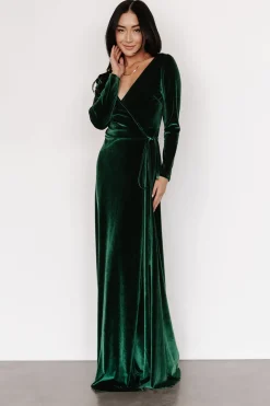 Baltic Born bump friendly|WINTER ESSENTIALS|Esmerelda Velvet Wrap Maxi Dress | Forest