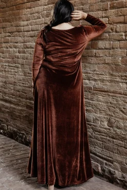 Baltic Born bump friendly|WINTER ESSENTIALS|Esmerelda Velvet Wrap Maxi Dress | Bronze