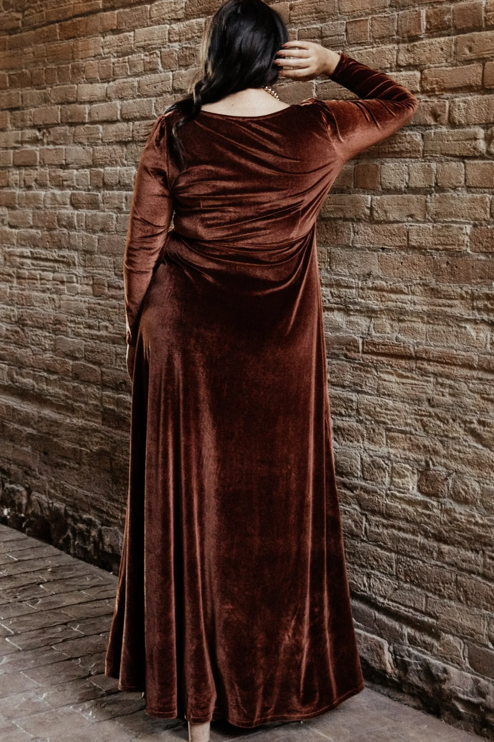Baltic Born bump friendly|WINTER ESSENTIALS|Esmerelda Velvet Wrap Maxi Dress | Bronze