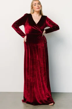 Baltic Born bump friendly|WINTER ESSENTIALS|Esmerelda Velvet Wrap Maxi Dress | Merlot