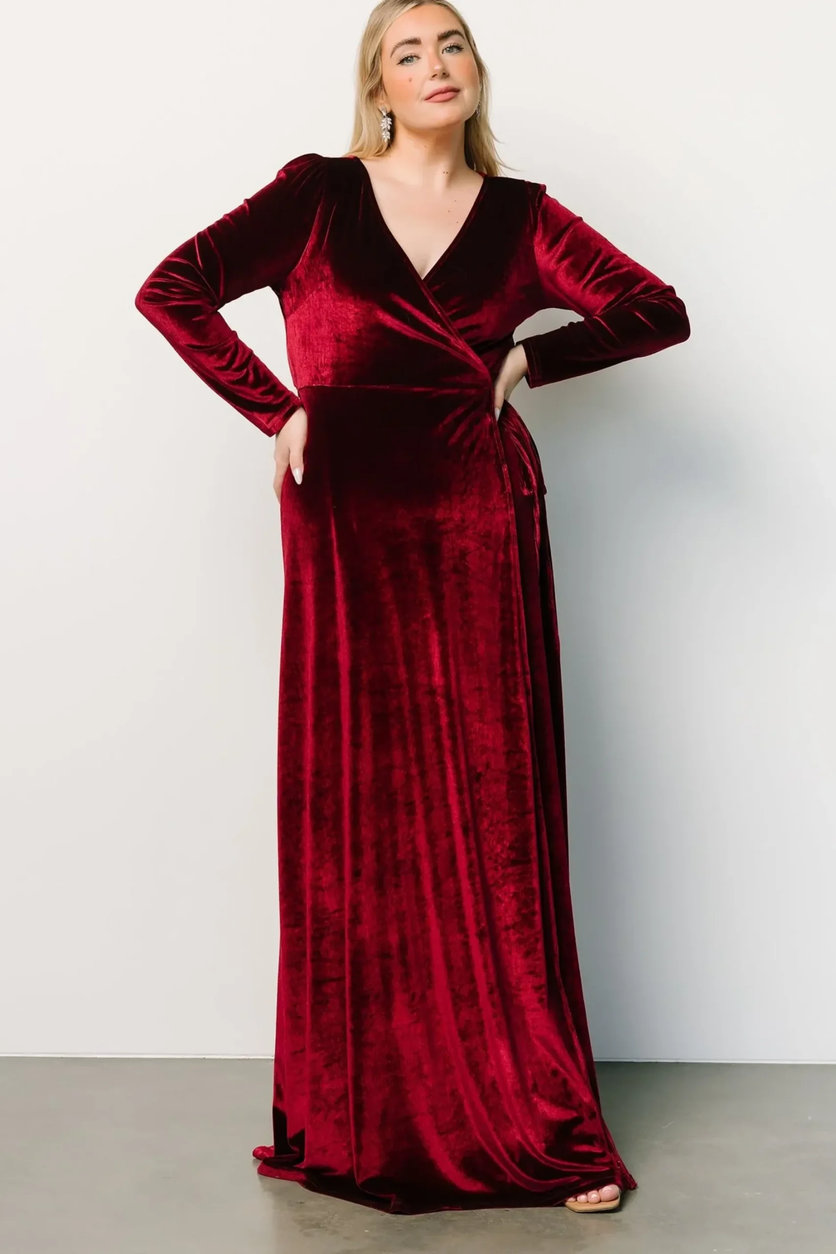 Baltic Born bump friendly|WINTER ESSENTIALS|Esmerelda Velvet Wrap Maxi Dress | Merlot