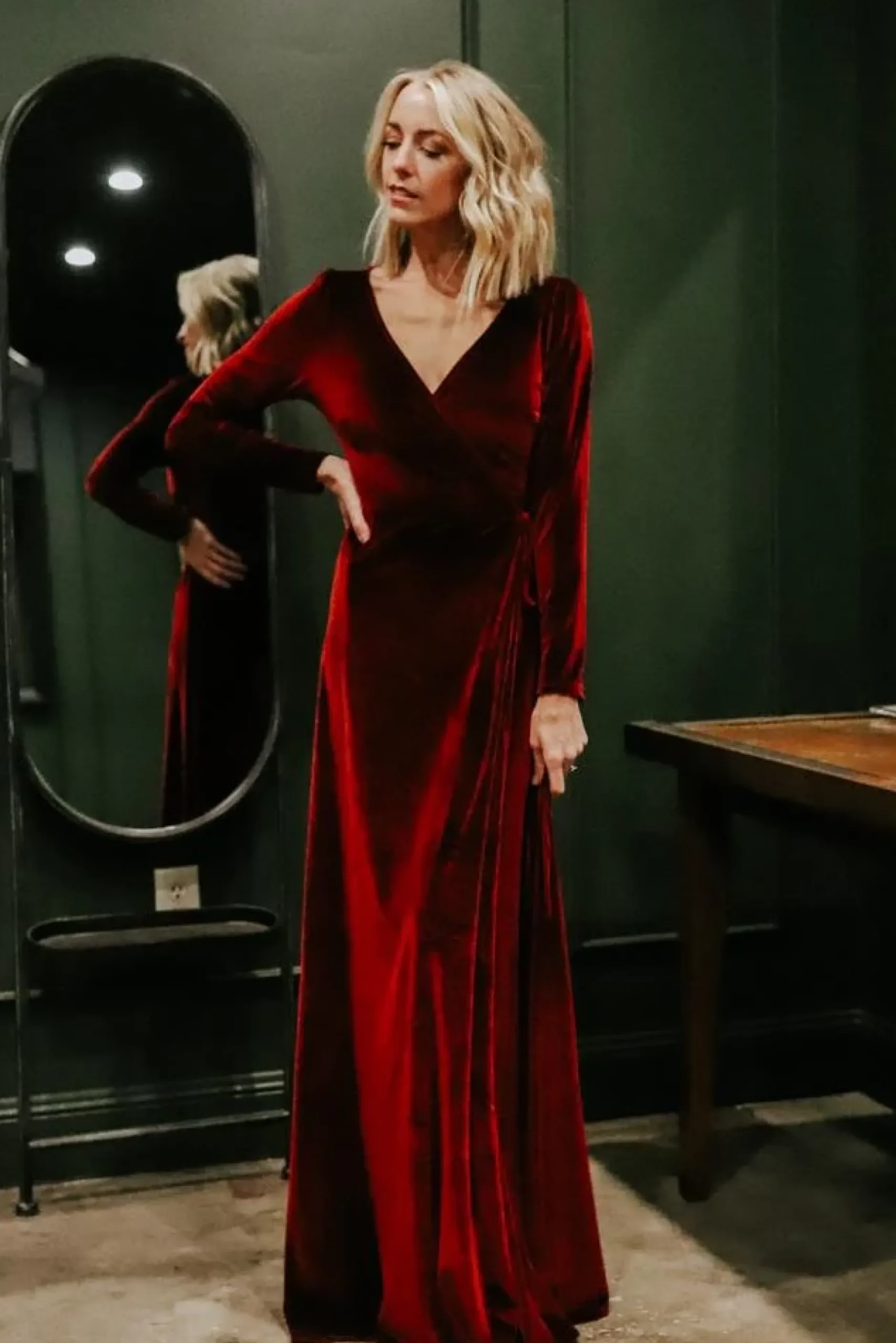 Baltic Born bump friendly|WINTER ESSENTIALS|Esmerelda Velvet Wrap Maxi Dress | Merlot