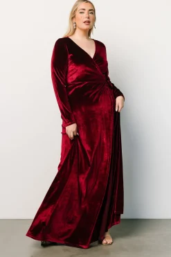 Baltic Born bump friendly|WINTER ESSENTIALS|Esmerelda Velvet Wrap Maxi Dress | Merlot