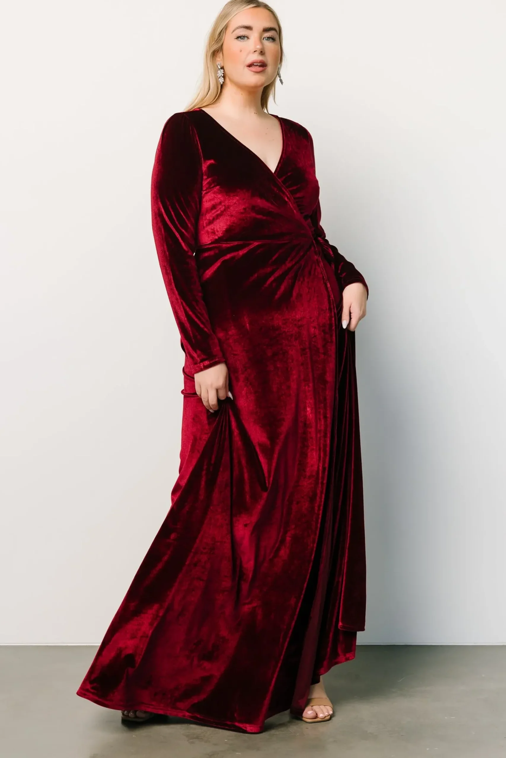 Baltic Born bump friendly|WINTER ESSENTIALS|Esmerelda Velvet Wrap Maxi Dress | Merlot