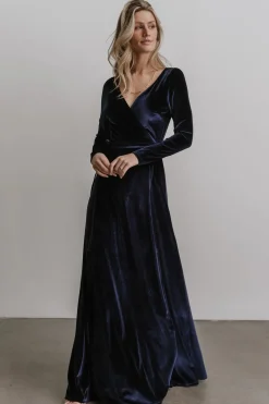 Baltic Born WINTER ESSENTIALS|SALE|Esmerelda Velvet Wrap Maxi Dress | Navy