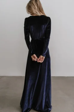 Baltic Born WINTER ESSENTIALS|SALE|Esmerelda Velvet Wrap Maxi Dress | Navy