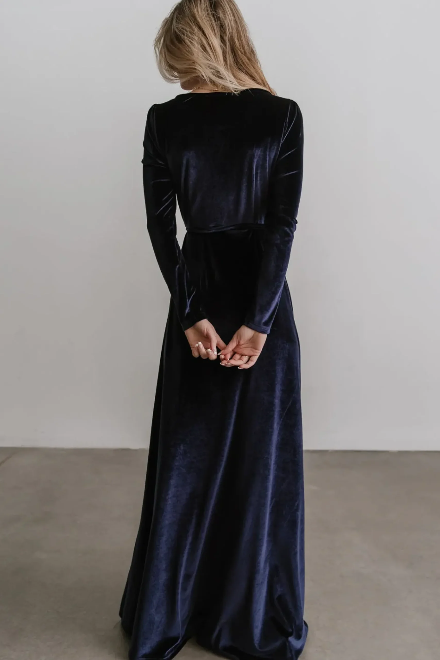 Baltic Born WINTER ESSENTIALS|SALE|Esmerelda Velvet Wrap Maxi Dress | Navy