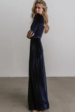 Baltic Born WINTER ESSENTIALS|SALE|Esmerelda Velvet Wrap Maxi Dress | Navy