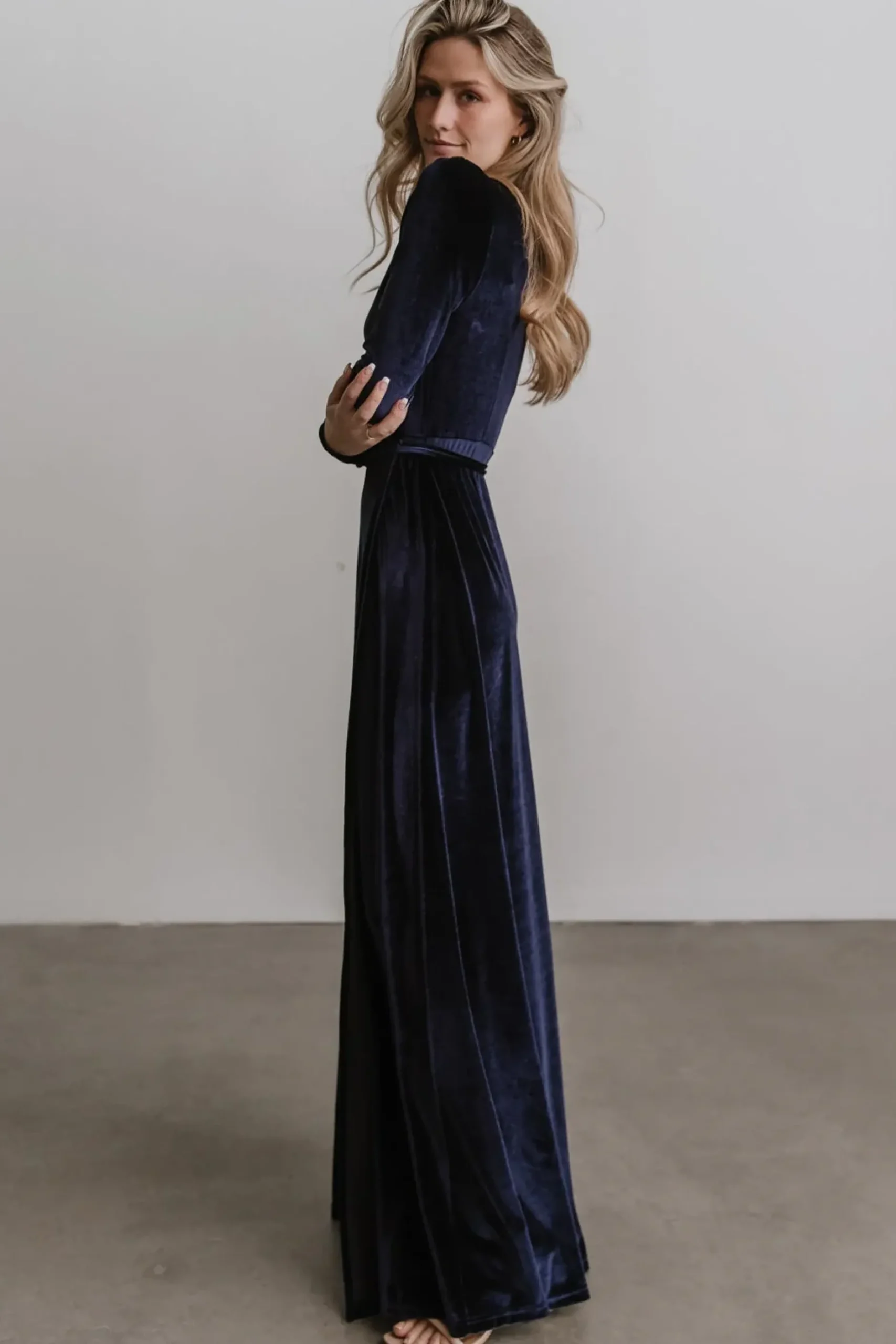 Baltic Born WINTER ESSENTIALS|SALE|Esmerelda Velvet Wrap Maxi Dress | Navy