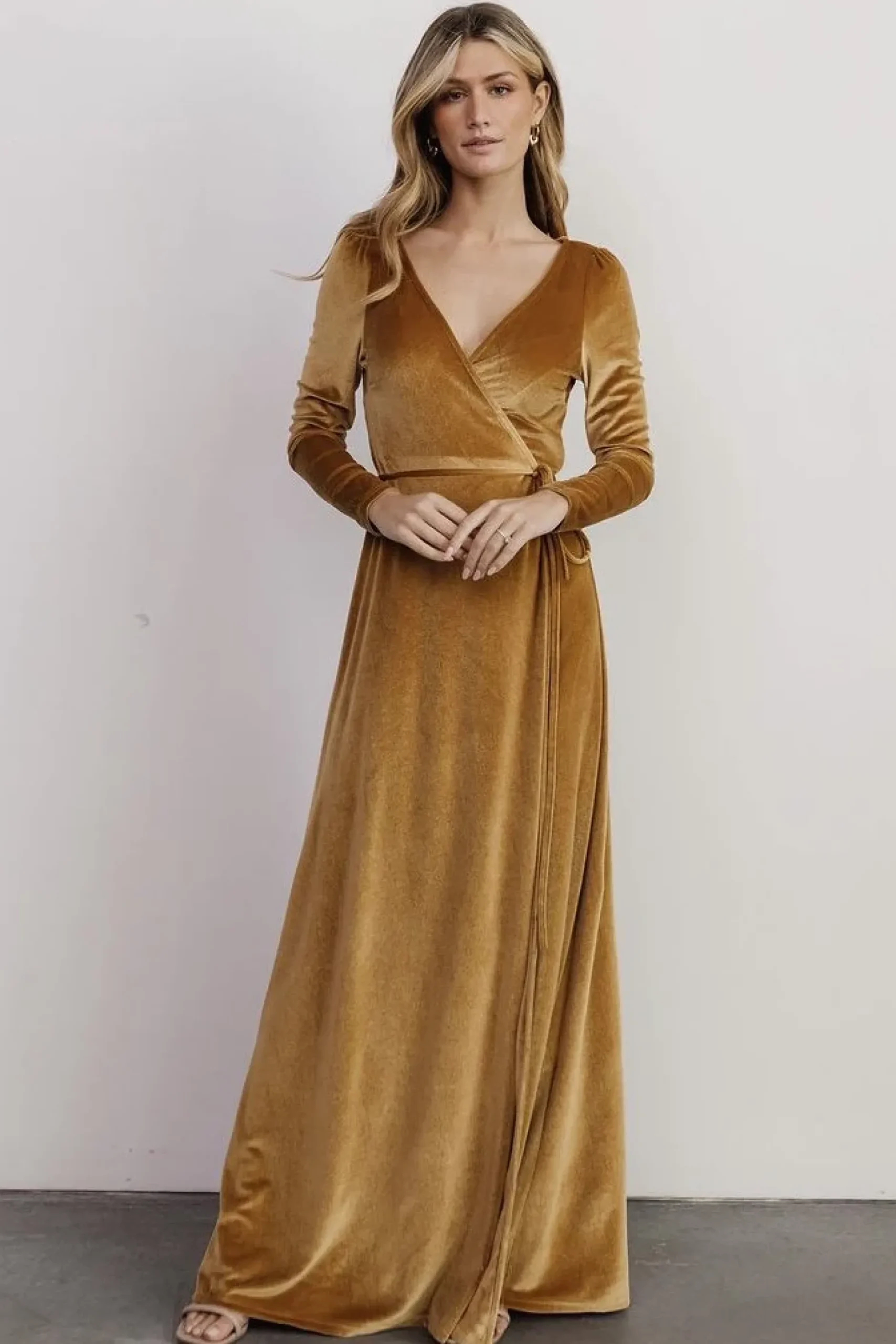Baltic Born SALE|WINTER ESSENTIALS|Esmerelda Velvet Wrap Maxi Dress | Gold