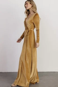Baltic Born SALE|WINTER ESSENTIALS|Esmerelda Velvet Wrap Maxi Dress | Gold