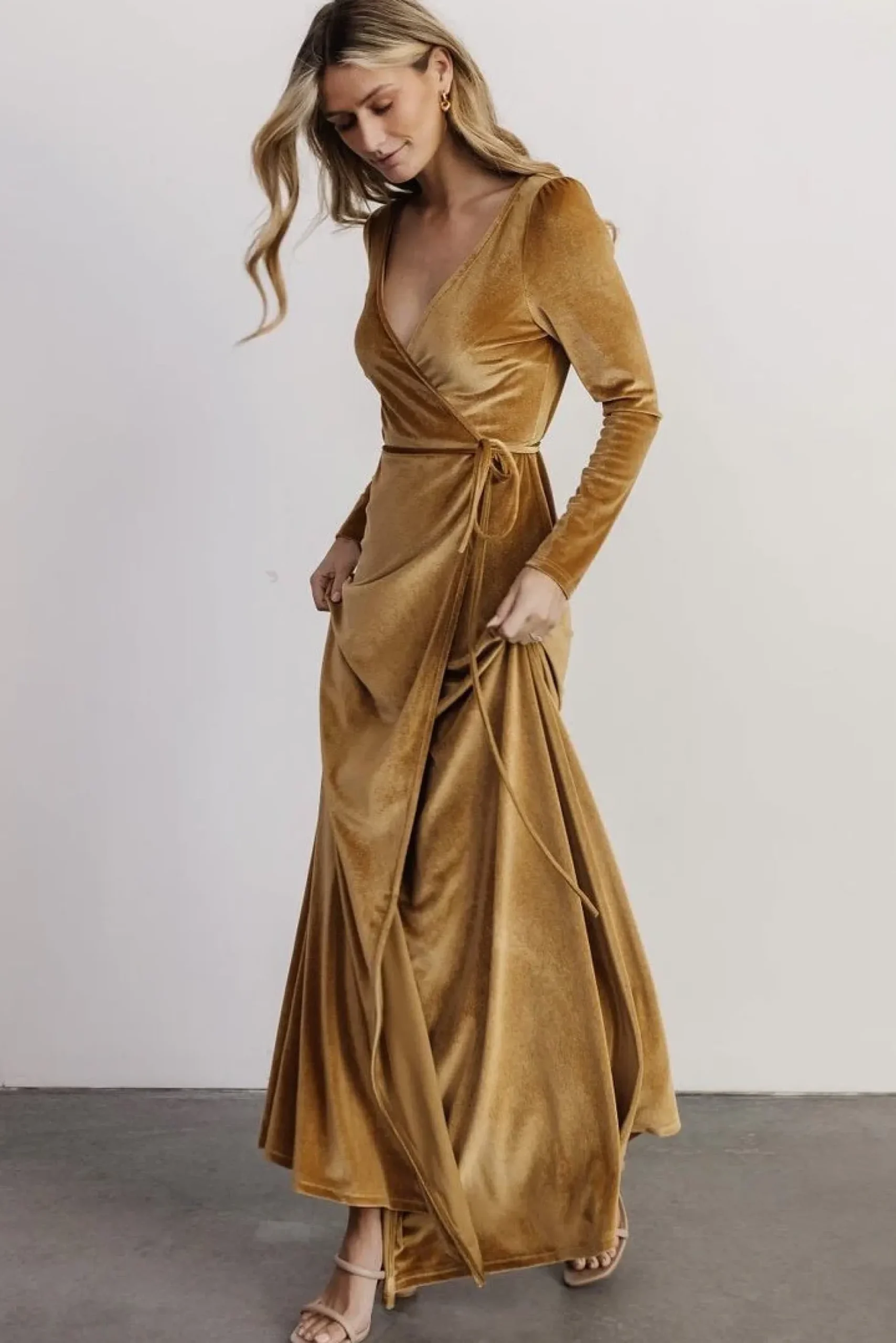 Baltic Born SALE|WINTER ESSENTIALS|Esmerelda Velvet Wrap Maxi Dress | Gold