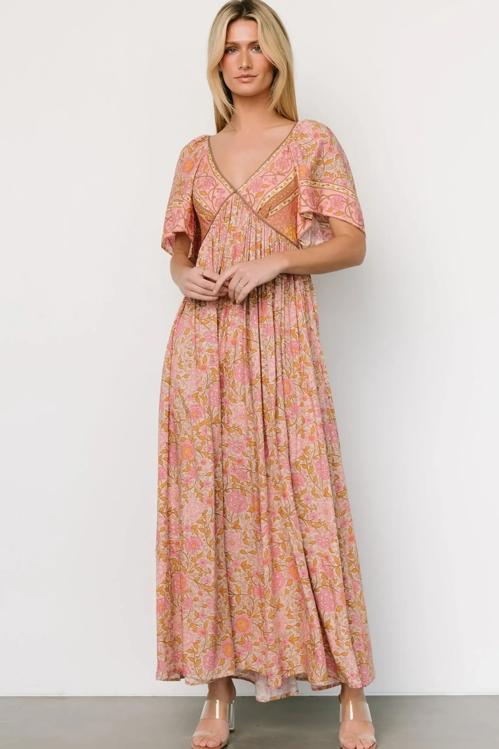 Baltic Born DRESSES|Evanthia Maxi Dress | Vintage Blush Print