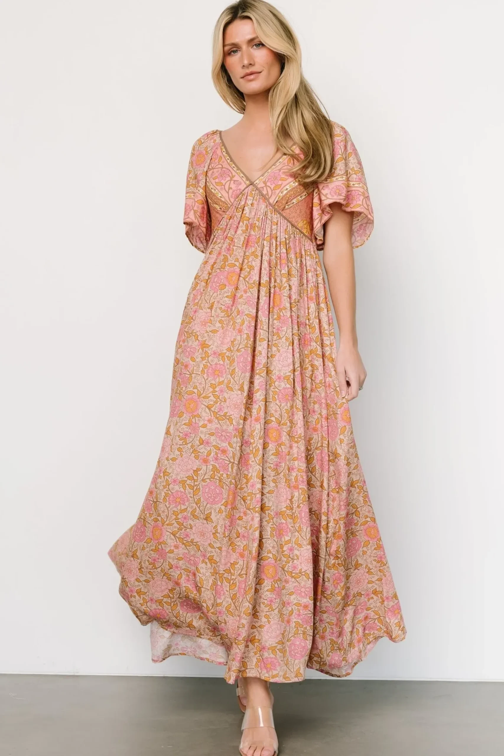 Baltic Born DRESSES|Evanthia Maxi Dress | Vintage Blush Print